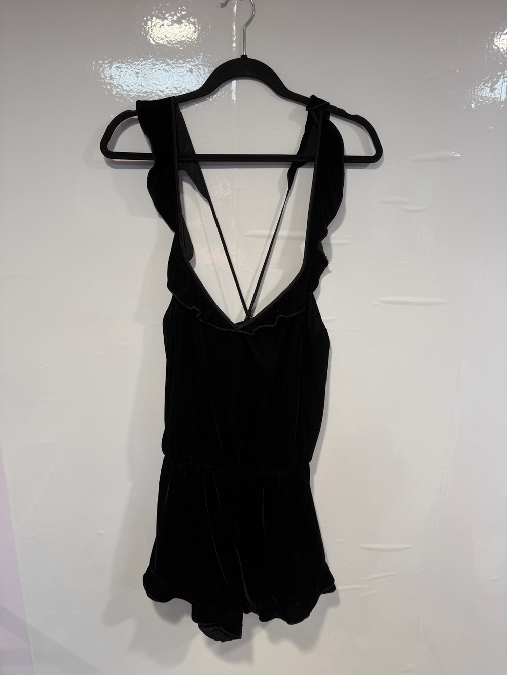 Black Victoria Secret Ruffle V-Back Romper Dress